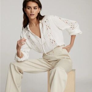 Reiss Dottie lace detail blouse Size 0